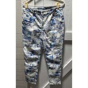 Chico's So Slimming Girlfriend Ankle Jeans Size 1 US 8 Blue and White Print